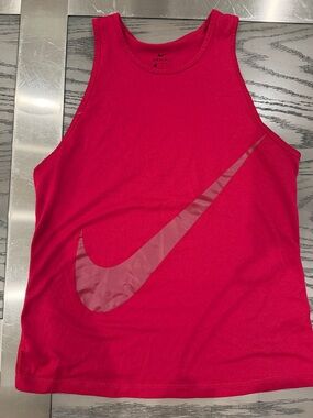 Nike Red Sleeveless Dri-FIT Tank with Large Swoosh